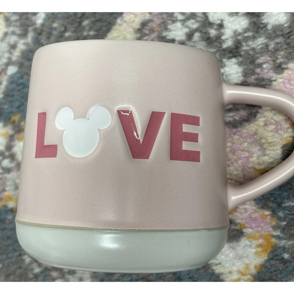 Disney‎ "Love" Mickey Mouse Icon Coffee Mug Pink Valentine Stoneware